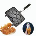 Kitchen Japanese Taiyaki Double Fish Shaped Hot Dessert Waffle Cake Maker Pan Japanese Pancake Double Pan Fry Pan Waffle Molds. 