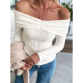 Women'S Off the Shoulder Sweater Long Sleeve Knit Fall Pullover Tops Winter Going Out Outfits. 