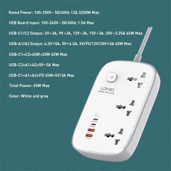 LDNIO%20SC3416%203%20Outlets%2065%20Watt%204%20GaN%20USB%20Port%20Multi%20Power%20Strip%20Plug%20Boar%20Extension%20Socket%20-%20Image%208