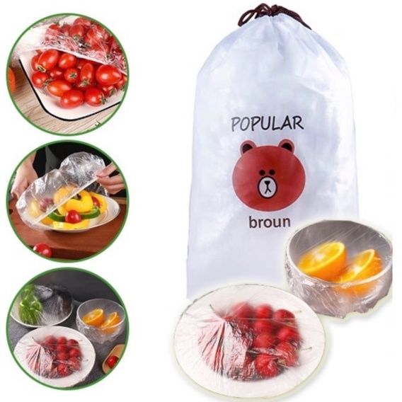 Popular Broun Reusable Food Storage Bags 80 Pcs Stretch Adjustable Covers