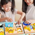 Early Learning Toys 4 in 3D Wooden Puzzles Educational Cartoon Wooden Rainbow Blocks Puzzle Animal High Quality Wooden Puzzle Toy Baby. 