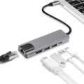 5 In 1 USB Type C Hub HDMI Rj45 Lan Adapter For Macbook Air Thunderbolt 3 USB C Charger Port To Gigabit Ethernet Adapter. 