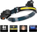 COB Headlamp LED Sensor Headlight Flashlight USB Rechargeable Head Lamp Torch 6 Lighting Modes Work Light. 