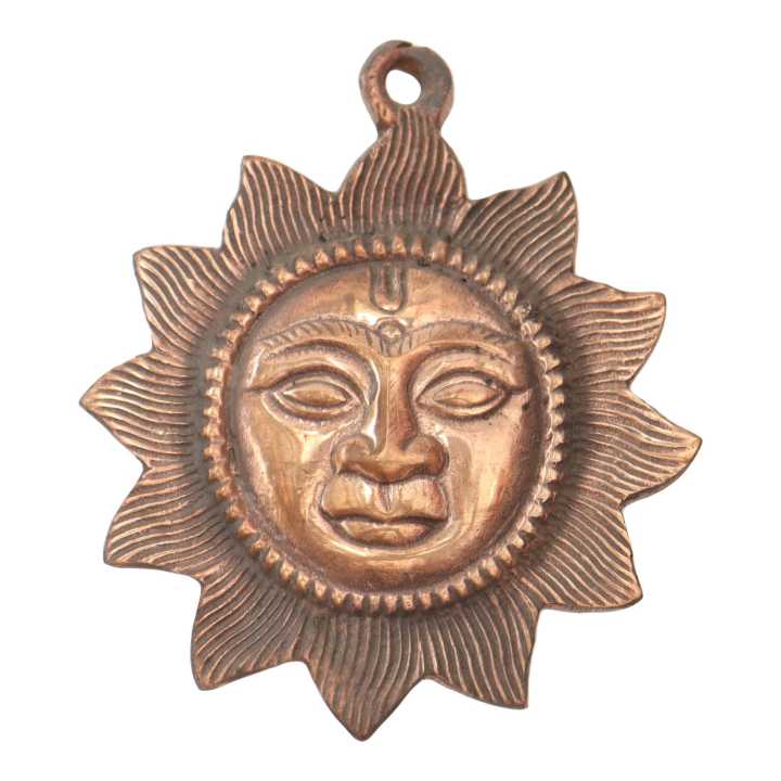 Copper Surya Devta Wall Hanging Height 3 Inches 75Gram