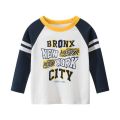 Letter Printed Colorblock Long-Sleeve T-Shirts For Kids. 