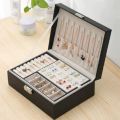 Vylon Two layer Jewelry organizer Box Imported Women Display Storage Case Large PU Leather Holder With Lock For Earring Ring Necklace Bracelet. 
