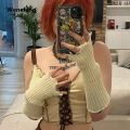 Wenefang 1pair Black Tattered Punk Unisex Fingerless Cuff Knit Gloves Women Men Elbow Length Mittens Broken Stretch Arm Warmer Gloves. 