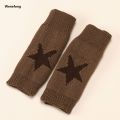 Wenefang 2024 Punk Y2K Star Knitted Woolen Gloves for Men Women Pentagram Half Finger Warm Soft Mitten Soft Star Hand Fingerless Gloves. 