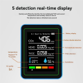 Nullmul 5 in 1 Air Quality Monitor TVOC HCHO Temperature Humidity CO2 Meter, USB Rechargeable CO2 Detector Black. 