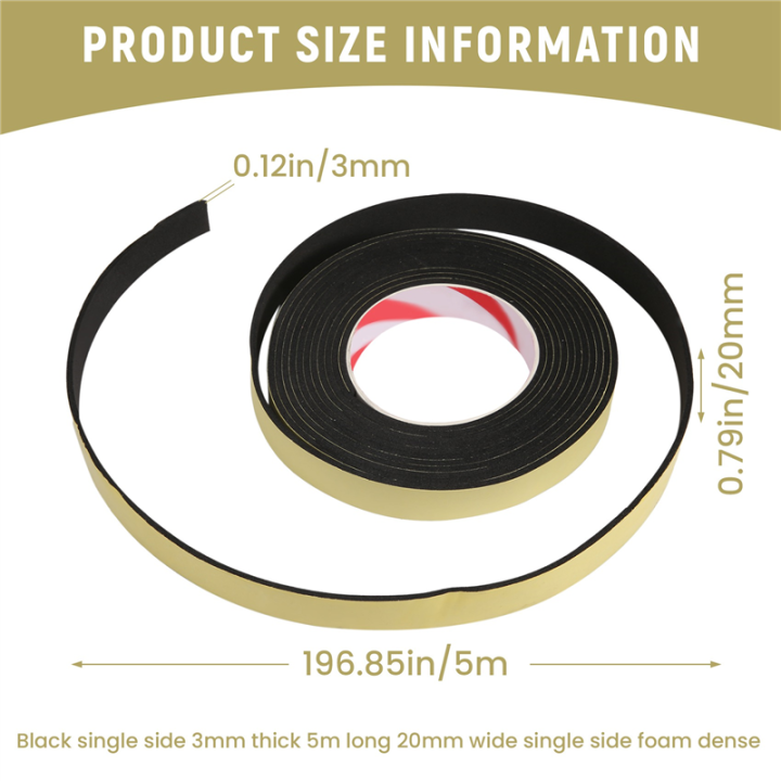 5m%20Black%20Single%20Sided%20Self%20Adhesive%20Foam%20Tape%20Closed%20Cell%2020mm%20Wide%20x%203mm%20Thick%20-%20Image%203
