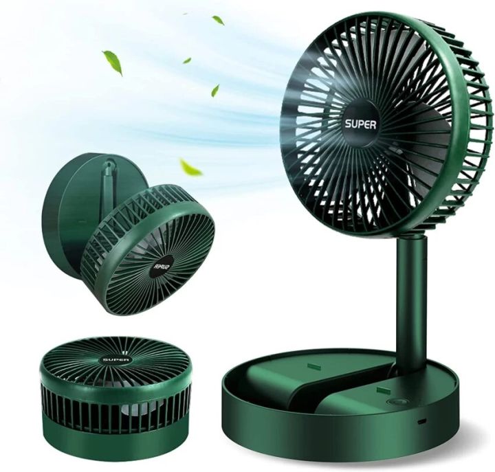 Portable Folding Rechargeable Standing Pedestal USB Fan, 3 Speeds, for Home, Camping, Outdoor and Office