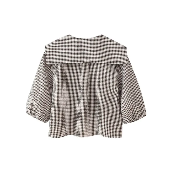 Tie%20Front%20Tops%20Womens%20Y2k%20Leopard%20Print%20Peplum%20Babydoll%20/4%20Length%20Puff%20Sleeve%20Cute%20Going%20Out%20Tops%20-%20Image%203