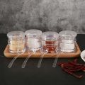 Dustproof Acrylic Seasoning Jar Practical with Spoon Anti-slip Sugar Pots Transparent Bowl Sugar for Kitchen. 