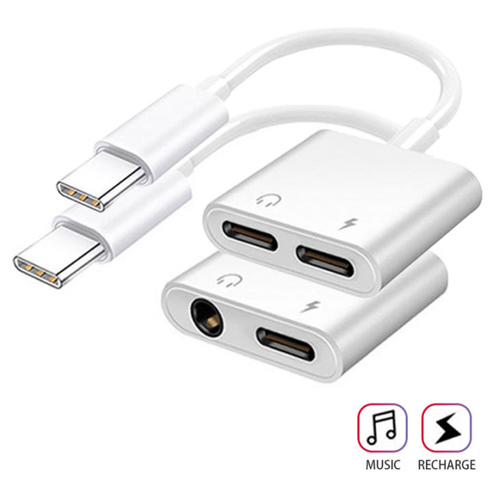 2in1 USB C Headphone Adapter, Type To Dual Type-C Splitter For Music Play & Charging(1pcs)