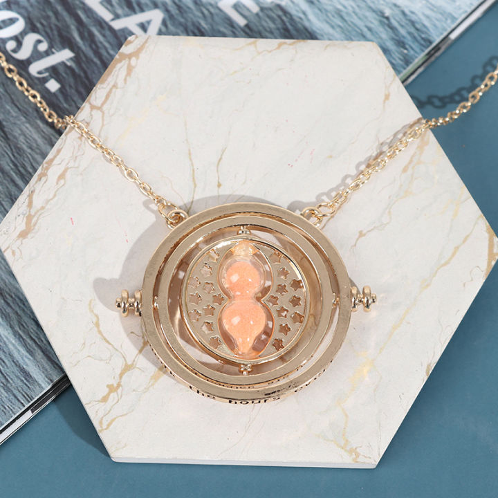 Harry Potter Necklace Time Turner Necklace 3D Hourglass Necklace Rotating SPins