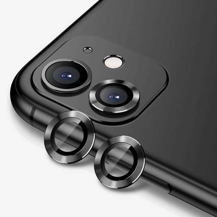 For IPhone 11  Camera Lens Protector - Individual Metal Ring Lens Cover - Black