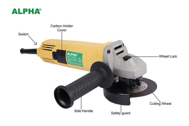 Alpha Angle Grinder 850W A8801 Yellow With 1pc 100mm Alpha Cutting Wheel Daraz .np