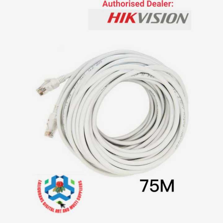 Hikvision CAT6 CCA UTP Network 0.565mm Cable 75M With RJ45 Fitted