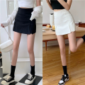 Spicy Girl High Waist Women's Split Skirts Black White Irregular Slit Short Skirt Streetwear with Safty Pants A-line Wrap Hip Mini Skirt Party. 
