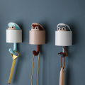 Cartoon Cute Soft Cute Childlike Squirrel Hook Coat Hook Free Punch Storage Rack Home Wall Decoration Storage Hook Blue. 