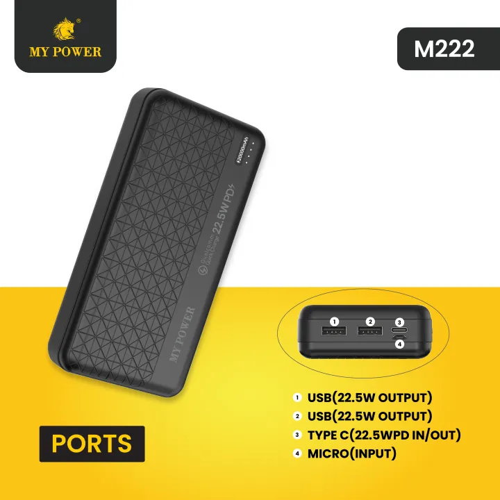 Mypower%2020000mah%20Fast%20charging%20Powerbank%20%7CPD%20%20FastCharging%20Power%20bank%20%7C%20Q.C%203.0%20%2022.5Watt%20with%20USB%20C%20Quick%20Charge%203.0%20M222%20-%20Image%205