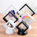 Square 3D Floating Jewelry Display Frame Holder Box Case w/ Stand Mystic. 