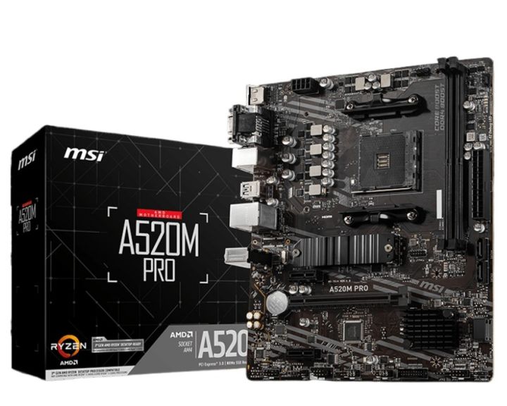 MSI A520M Pro Motherboard (AM4 Processor Support | DDR4 | 1x M.2 SSD Slot | M-ATX)