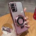 Rserusheng For Xiaomi POCO F3 / POCO F2 Pro Back Cover Luxury Gradient Glitter Clear Silicone Phone Case for Women with Ring Stand Holder Full Camera Protection. 