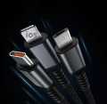 100w Transparent chip 3 In1 super fast charging Data Cable with lighting/Type c/Micro USB. 