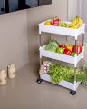 3 Layer Storage Organizer Rack, Slim Side Space Saver with Wheel, Storage Trolley for Kitchen, Bathroom, Bedroom,Clinic, Office. 