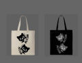 Cute Meow Cat Printed Tote Bag – Cat Design | Black, White. 