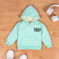 Baby Letter Print Fleece Pullover Hoodie For Winter. 