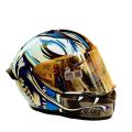 VEGA DOT APPROVED BOLT GAME CHANGER UV CHANGE COLOUR FULL FACE HELMET GLOSSY WHITE BLACK BLUE DECOR HELMET LIMITED EDITION CHANGES COLOUR MERCURY VISOR. 