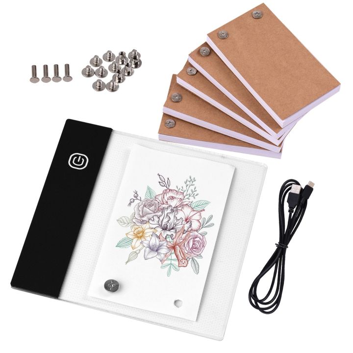 Flip Book Kit with Mini Light Pad LED Lightbox Tablet Design with Hole 300 Sheets Flipbook Paper Binding Screws for Drawing Tracing Animation Sketching Cartoon Creation