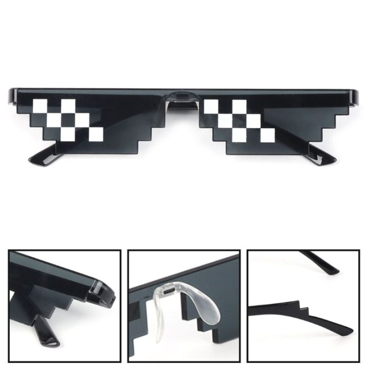 Thug%20Life%20Glasses%20Deal%20With%20It%20Glasses%20Pixel%20For%20Women%20And%20Men%20-%20Black%20Mosaic%20Design%20Unisex%20Sunglasses%20%7C%20-%20Image%203