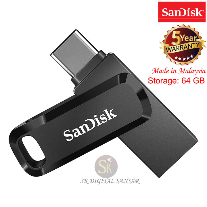 SanDiskk 64 GB Pendrive Ultra Dual Drive Go USB Type C  for Mobile Black