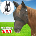 Luxury horse fly mask ear net mosquito proof zipper pony/snake/spur. 