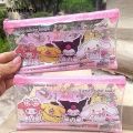 Wenefang 6pcs/set Anime Sanrio Melody Kuromi Stationery Set Cinnamoroll Luxury Student Cartoon Pencil Eraser Ruler Pen Bag Storage Set School. 