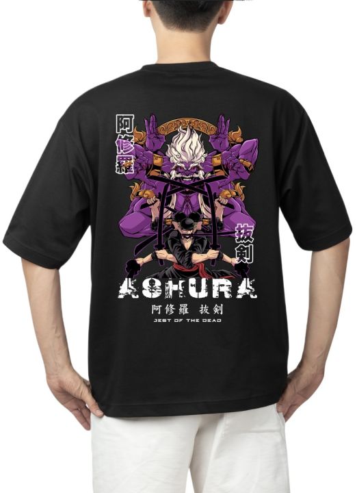 Ronin Merch Unisex Summer Cotton Tshirt Black Zoro Ashura Print