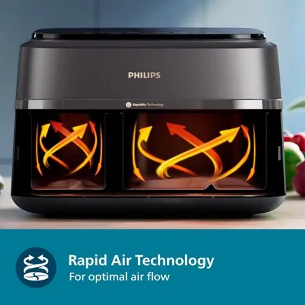 Philips%20Air%20Fryer%20NA352/0,%209L%20Capacity,2750%20Watt,%20Dual%20Basket%206%20L%20&%203%20L%20,%208%20Preset%20Menus,%20Intuitive%20Touch%20Control,%2090%25%20Less%20Oil,%20500+%20Recipes,%20Extra%20Large%20-%20Image%204