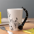 240Ml Music Ceramic Mug Cute Coffee Tea Milk Stave Mugs and Cups with Handle Novelty Gifts Trumpet. 