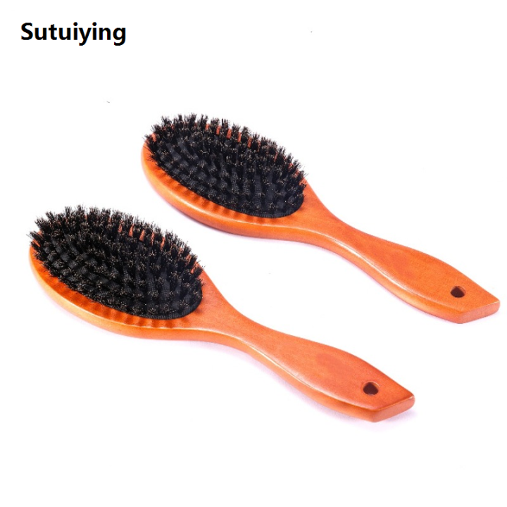 Sutuiying%20Natural%20Boar%20Bristle%20Brush%20Comb%20Anti-Static%20Oval%20Hairdressing%20Fifty%20percent%20discount%20Hair%20Styly%20Comb%20Wood%20Woman%20Hairbrush%20-%20Image%202