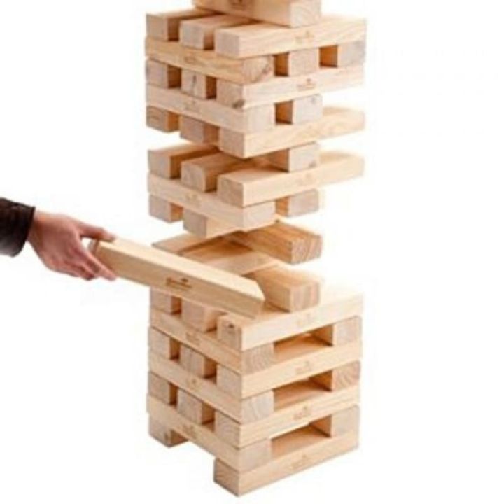 Big size Jenga, Classic Game, Genuine Hardwood Blocks, Stacking Game for Kids