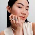 HOT Original 925 Sterling Silver Ring Bow Heart Sun Moon With Colorful Crystal Rings For Women Valentine's Birthday Gift DIY Jewelry. 