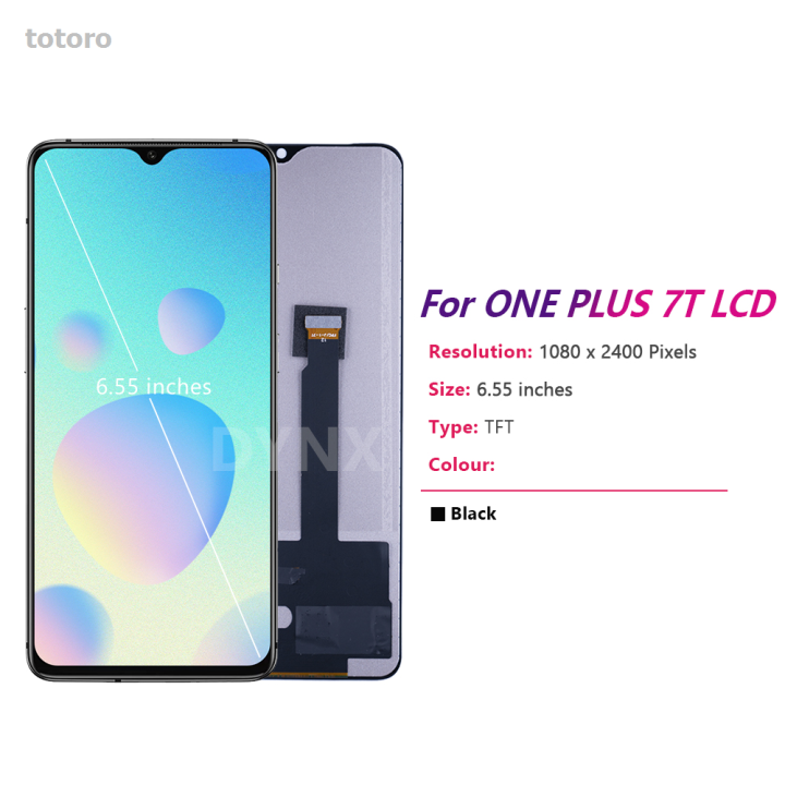 totoro One P crystal screen, OnePlus 7T TFT screen LCD monitor assembly for touch Luxury screen digital LCD display, for 1+7T liquid lus 7T screen with frame