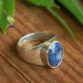 Pure Silver Natural Blue Sapphire Ring For Men / 6.2 Gram. 