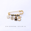 Difutagui Fashion brooches with cute thing small pin jacket sweater pin Original cardigan vintage pearl accessory with mini bag bottle brooch. 