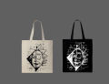 Albert Einstein & Rick Sanchez Mashup Math Formulas Printed Tote Bag– Eco-Friendly Cotton Shoulder Shopping Bag-White, Black. 