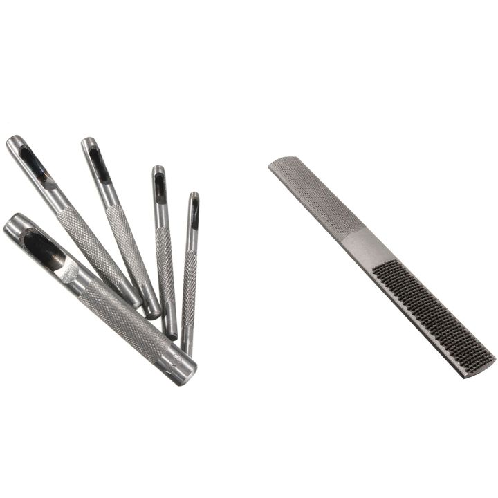 Belt Rasp 5Pc Hole Leather Belt Cutter Craft Hollow Punch & 1x 4 in 1 8 Inch ...