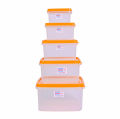 Bagmati Set Of 5 Square Plastic Container | Multipurpose Transparent Plastic Container With Air Tight Lid - 5 Pcs. 